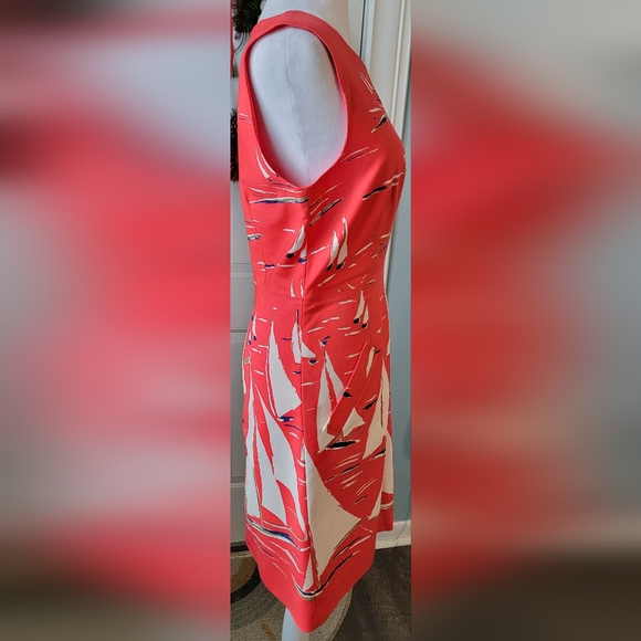 Maeve by Anthropologie Berru Sailboat Poplin Shift Dress Womens 4 Red White Blue - Picture 5 of 12